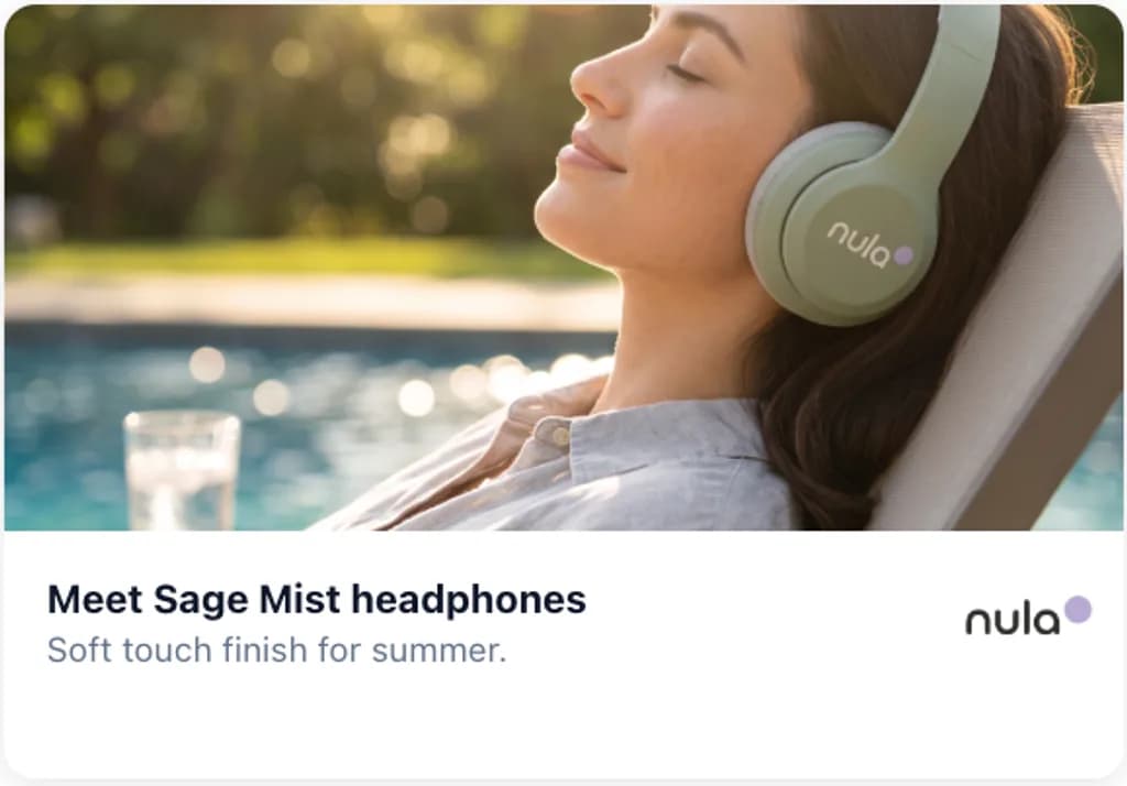 Nula banner ad creative reading meet Sage Mist headphones