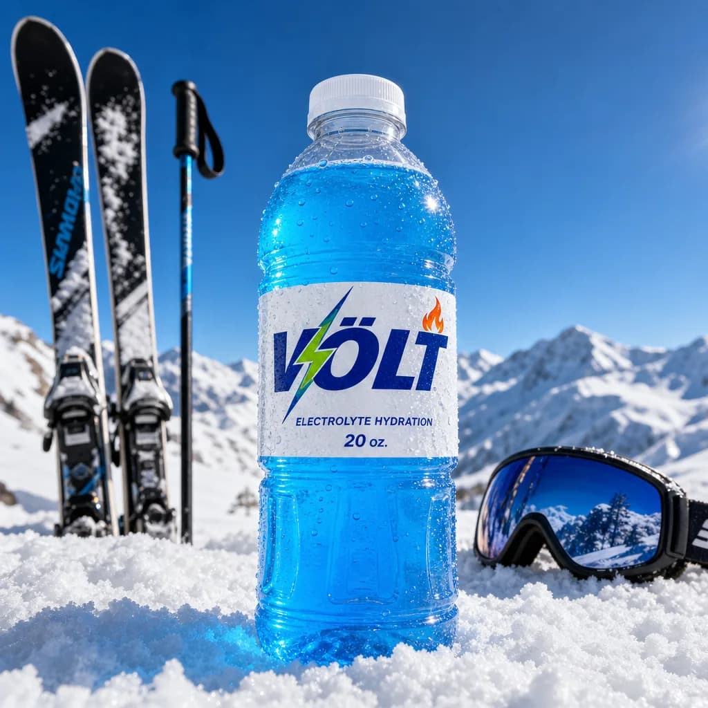 Volt product photo on a snow backdrop
